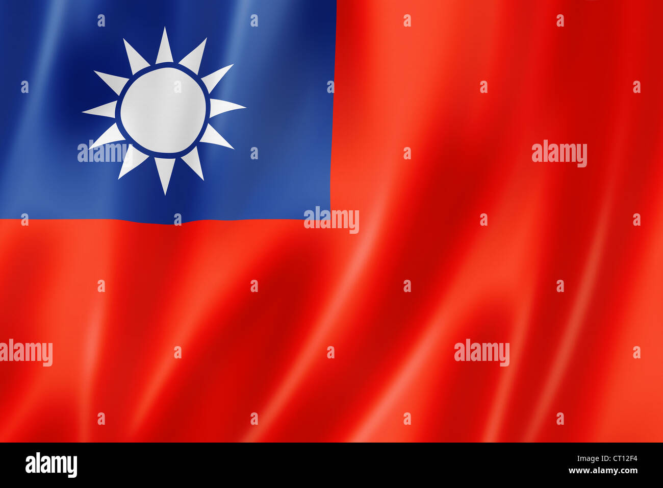 Bandiera di Taiwan, tridimensionale, rendering texture satinata Foto Stock