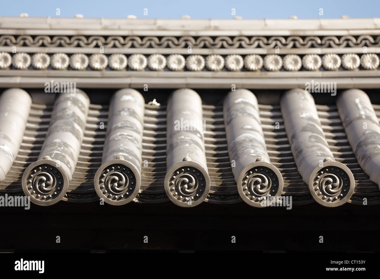 Dettaglio del tempio giapponese tetto Foto Stock