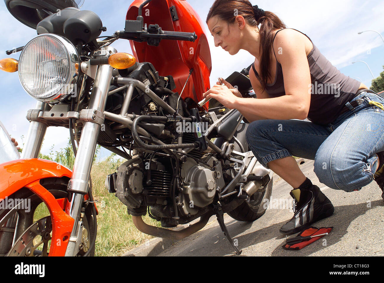 MOTOCICLISTA Foto Stock