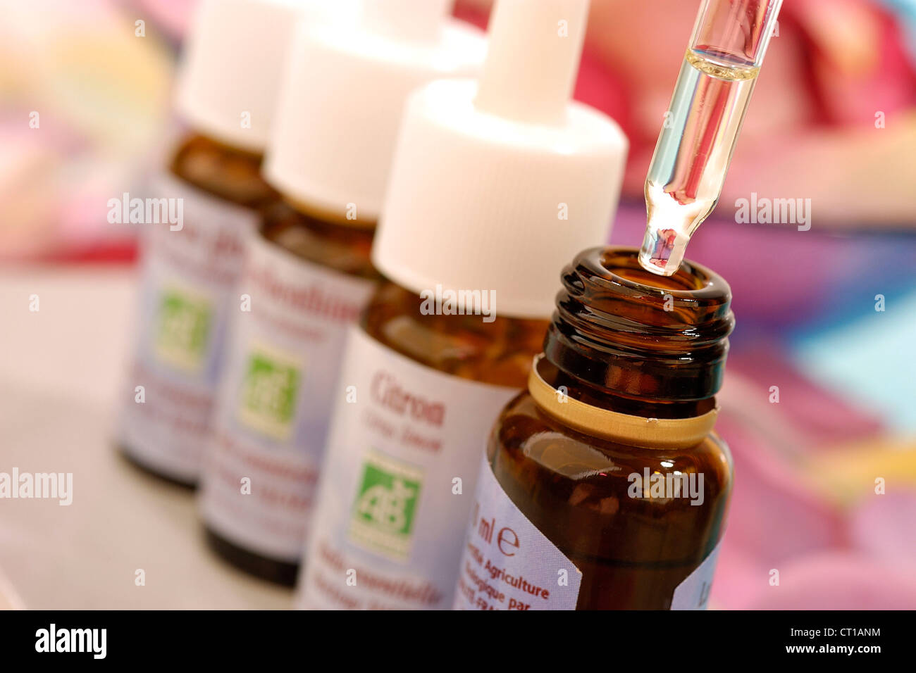 OLIO ESSENZIALE Foto Stock