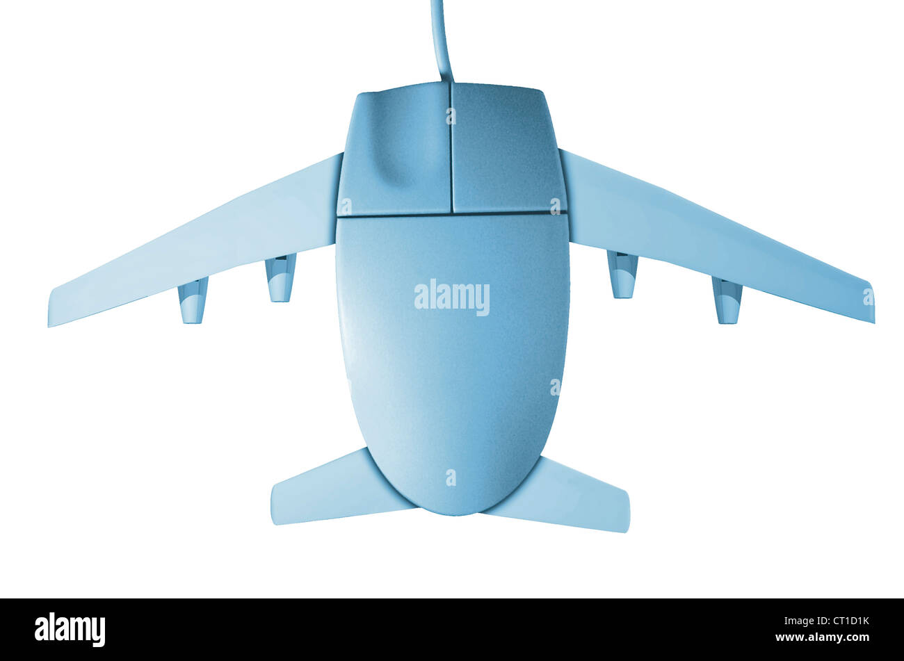 Computer Maus mit Flugzeugflügeln Foto Stock