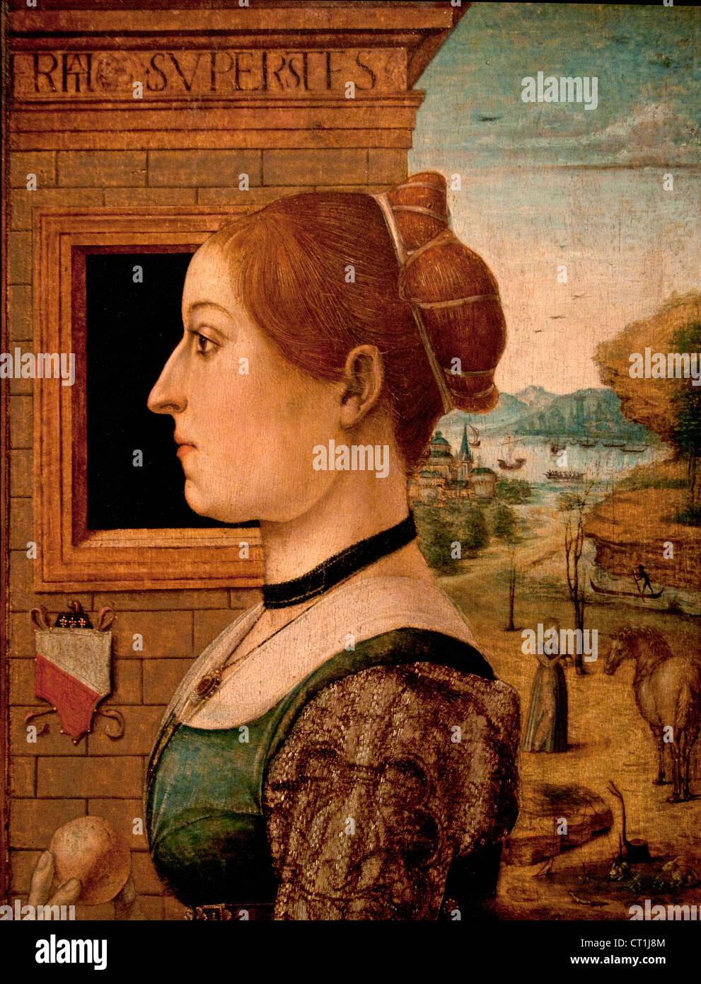 Ritratto di una donna possibilmente Ginevra d'Antonio Lupari Gozzadini dal Maestro delle Storie del riquadro emiliana Italiano 1485 - 95 Italia Foto Stock