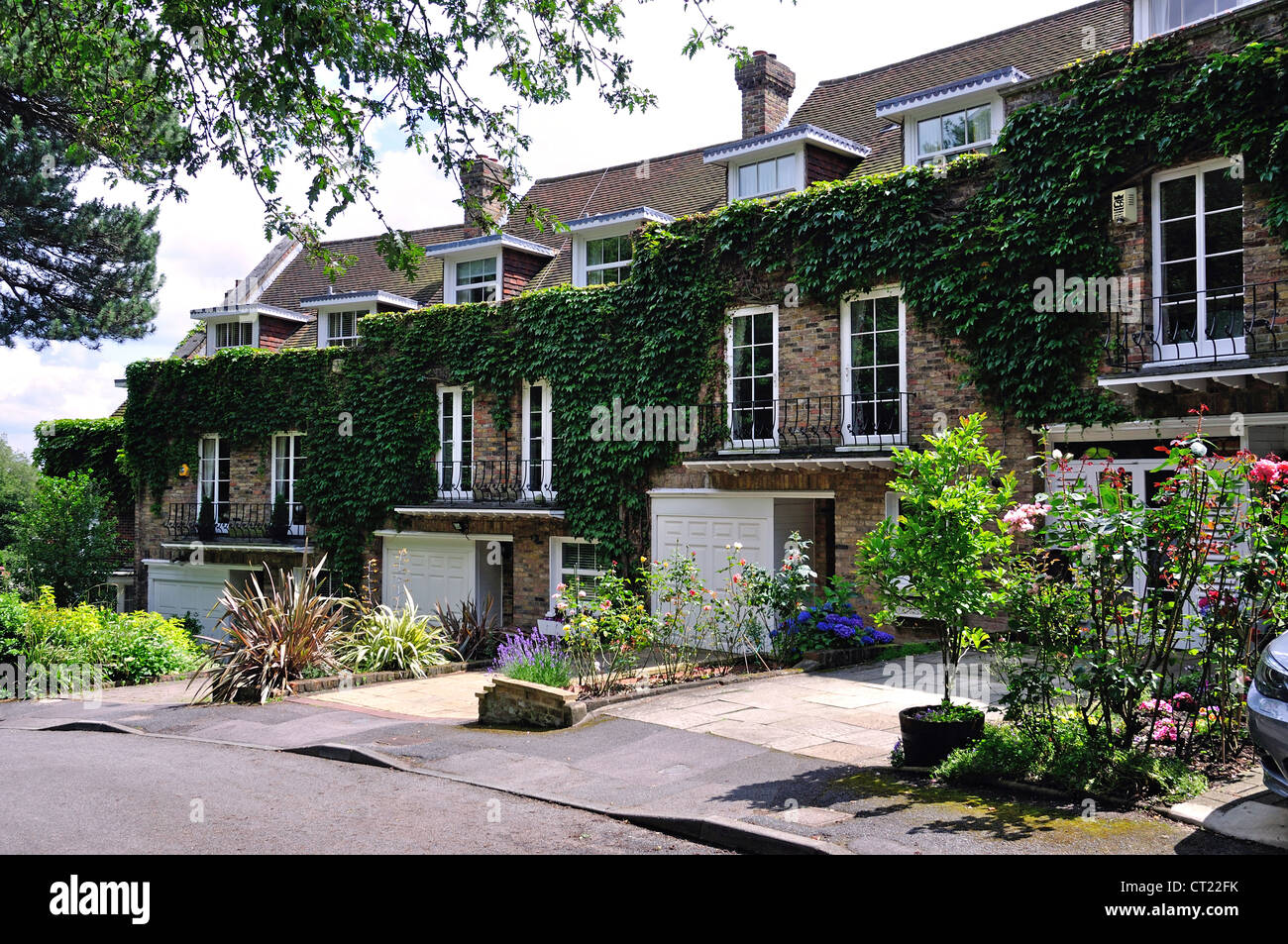 Fila di cottages di Wimbledon Village, Merton Borough, Greater London, England, Regno Unito Foto Stock