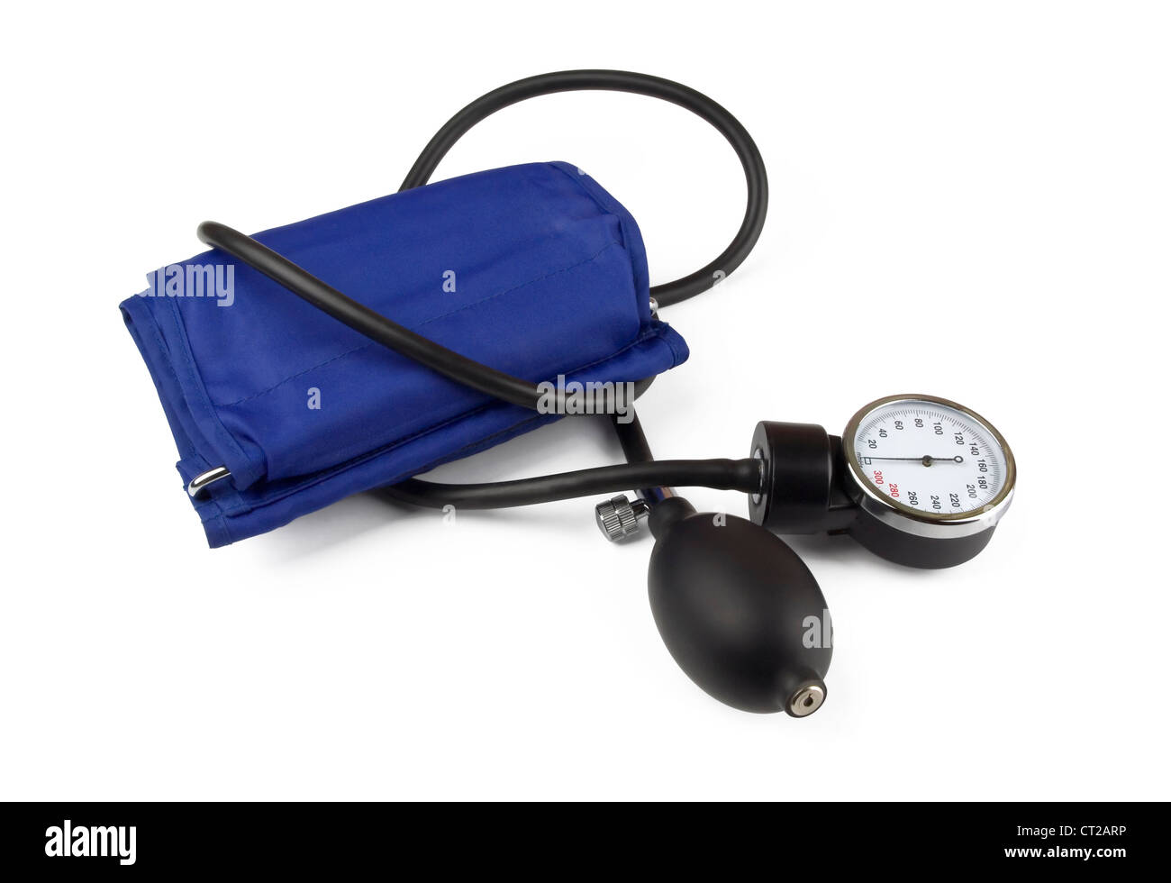 Sfigmomanometro medico per il controllo della pressione del sangue isolato su bianco Foto Stock