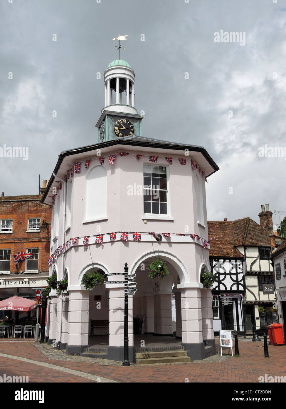 Il Municipio della Città Vecchia (conosciuta come 'Pepperpot' o 'Pepe Box'), Godalming Surrey, Inghilterra. Foto Stock
