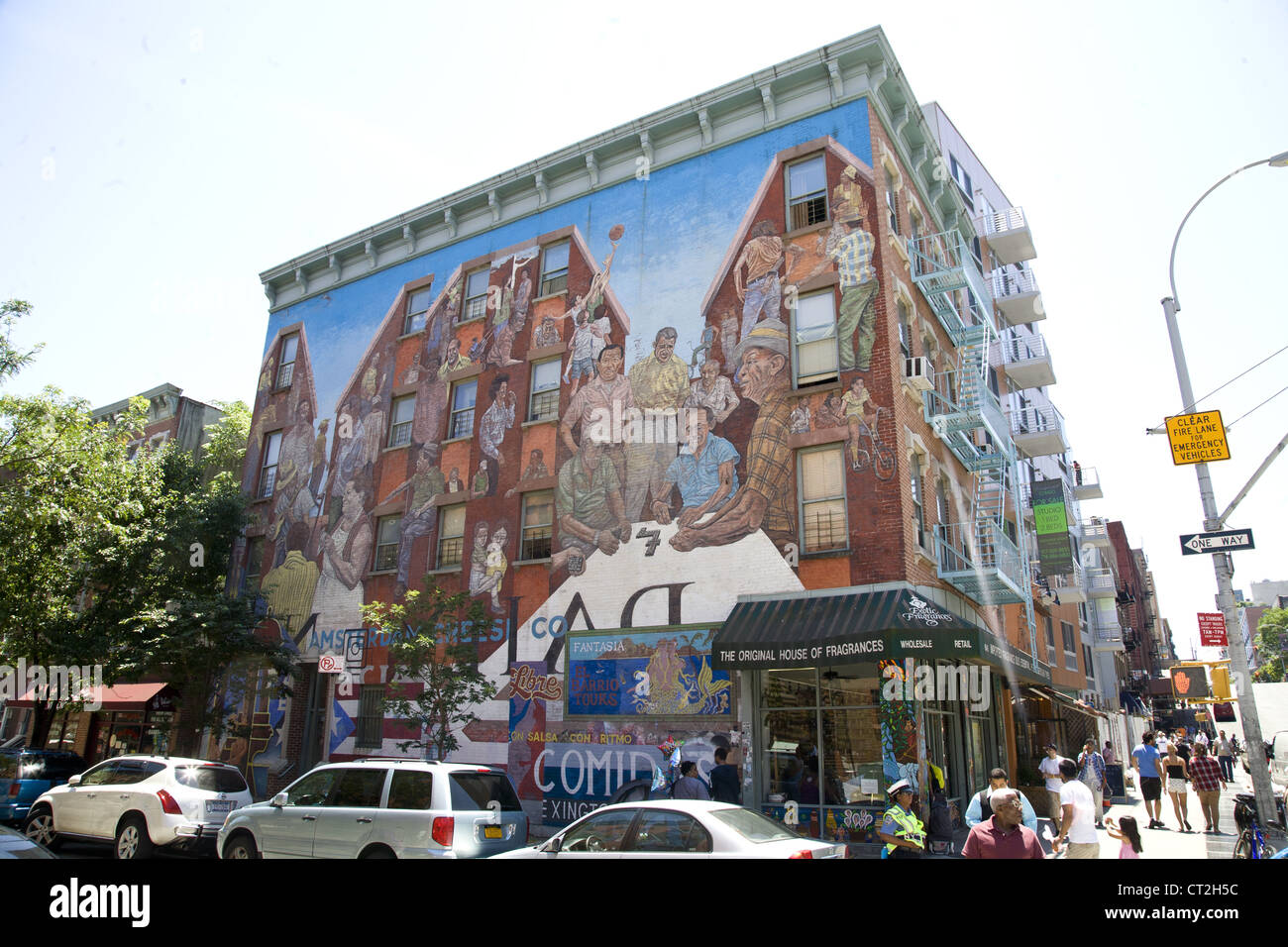 Costruzione murale sulla 104th St. e Lexington in Spanish Harlem, NYC. Foto Stock