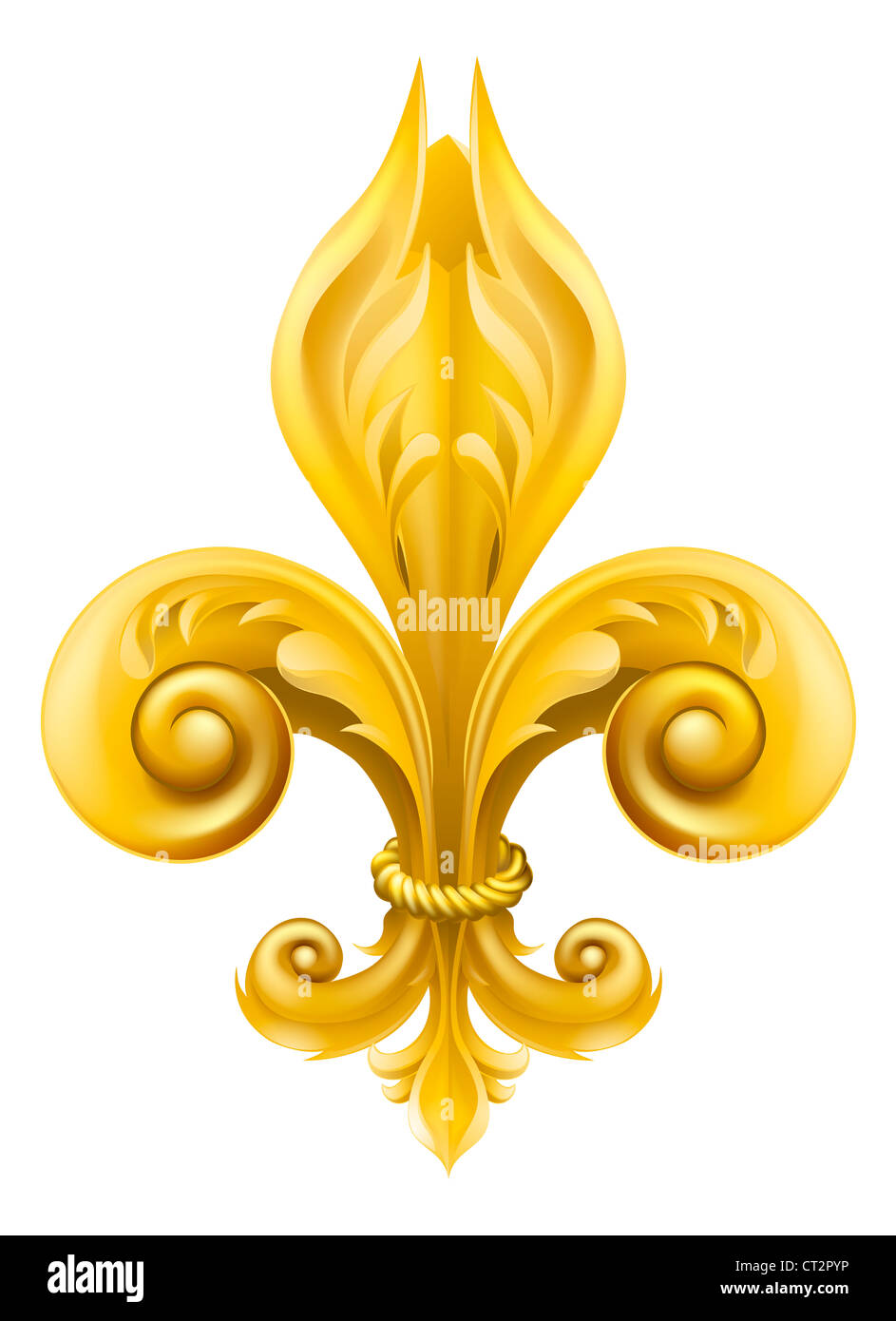 Illustrazione di un oro Fleur de Lis graphic design elemento Foto Stock