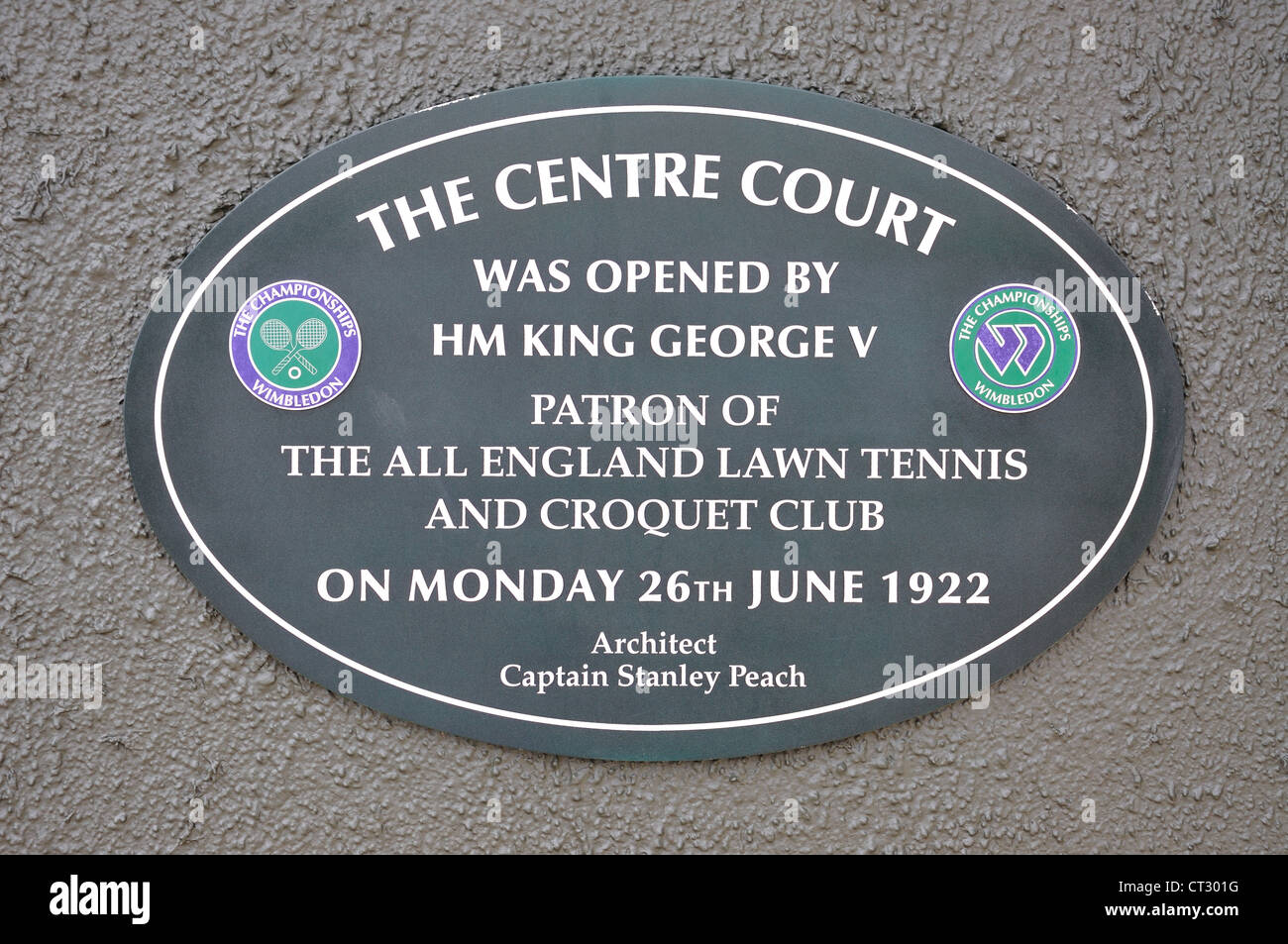 Il centro corte di placca di apertura, i campionati 2012, Wimbledon, Merton Borough, Greater London, England, Regno Unito Foto Stock