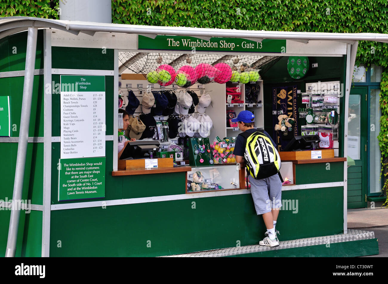Wimbledon souvenir shop, ai campionati di Wimbledon, Merton Borough, Greater London, England, Regno Unito Foto Stock