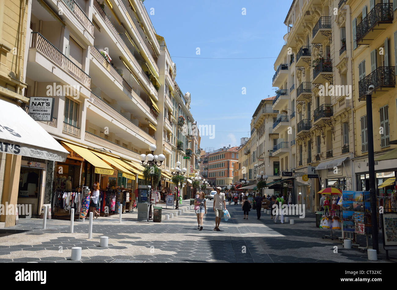 Strada pedonale Rue de France, Nizza Côte d'Azur, Alpes-Maritimes, Provence-Alpes-Côte d'Azur, in Francia Foto Stock