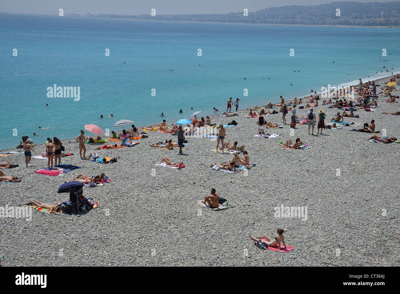 Plage Publique (spiaggia pubblica), Nizza Côte d'Azur, Alpes-Maritimes, Provence-Alpes-Côte d'Azur, in Francia Foto Stock