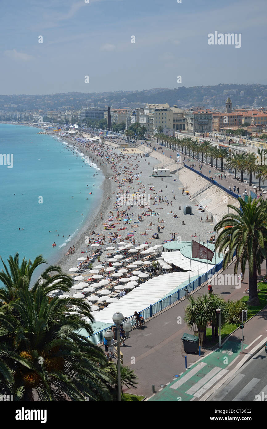 Città & Promenade des Anglais e dal tour Bellanda lookout, Nizza Côte d'Azur, Alpes-Maritimes, Provence-Alpes-Côte d'Azur, in Francia Foto Stock