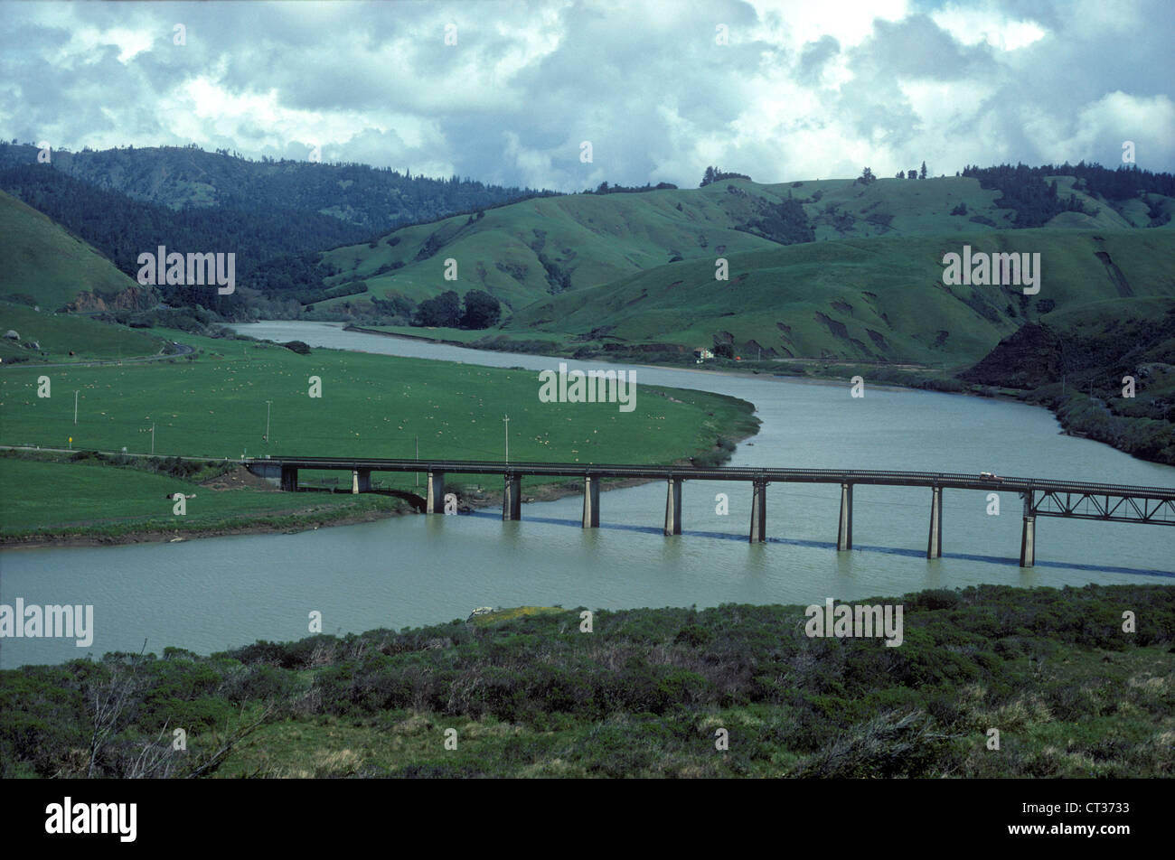 La bocca del fiume russo a Jenner nel nord della California Foto Stock