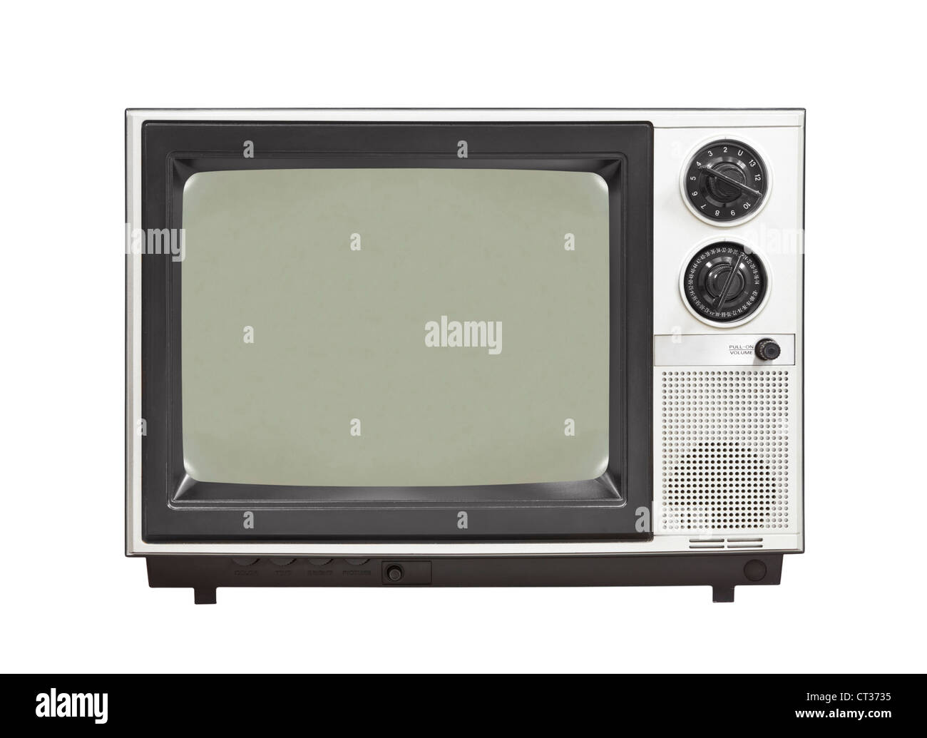 Ottanta vintage televisore con schermo vuoto isolato. Foto Stock