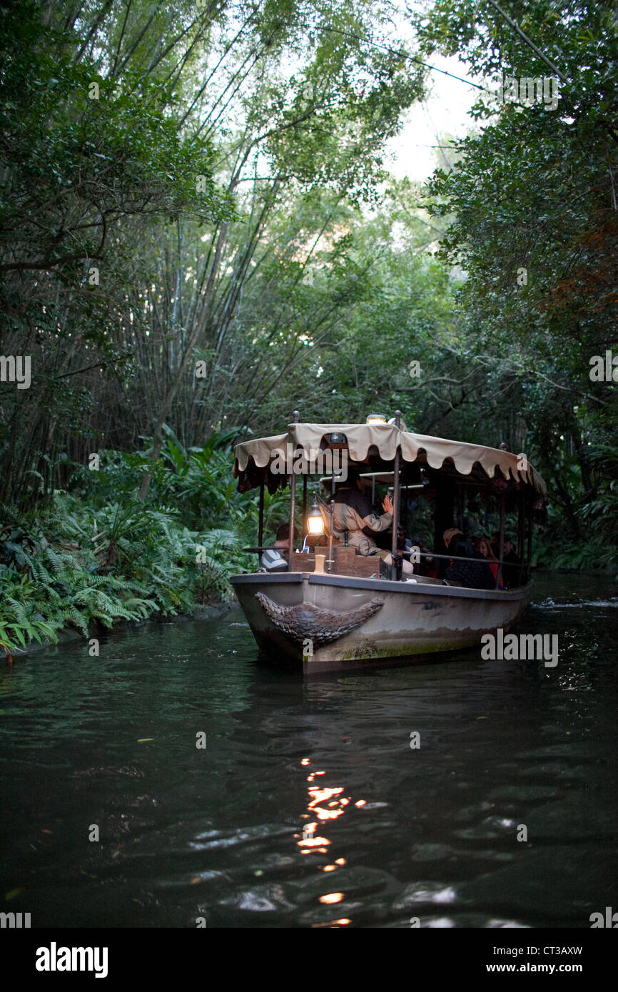 La barca di 'Jungle Cruise' nel Magic Kingdom, Disney World, a Orlando, Florida Foto Stock