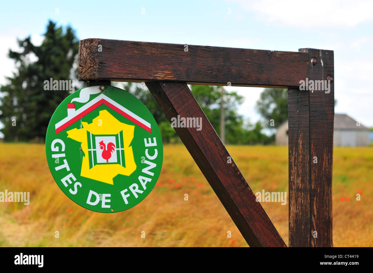Segno per "Gites de France' in Francia Foto Stock