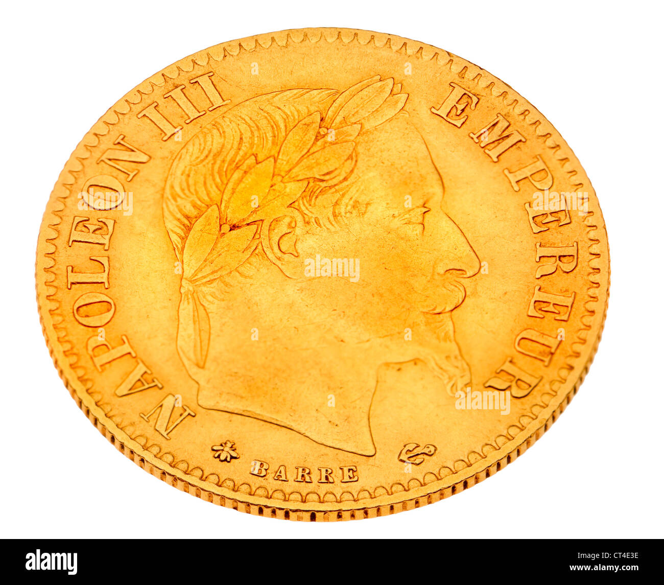 Moneta in oro - Francese 10 franchi, 1864, Napoleone III Foto Stock