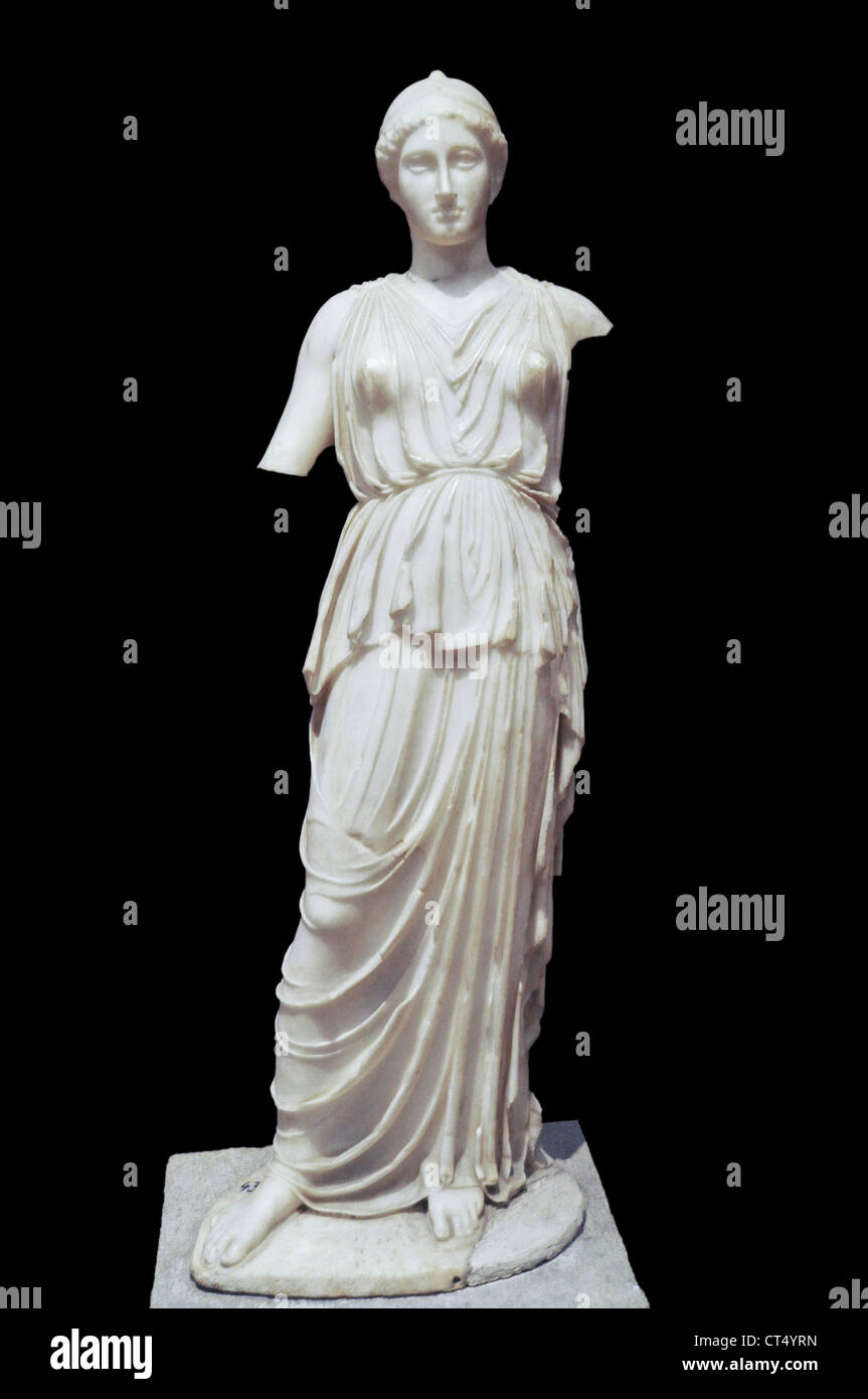 Statua romana di Athena - dea della sapienza, competenze e warefare. Quinto secolo, marmo Foto Stock