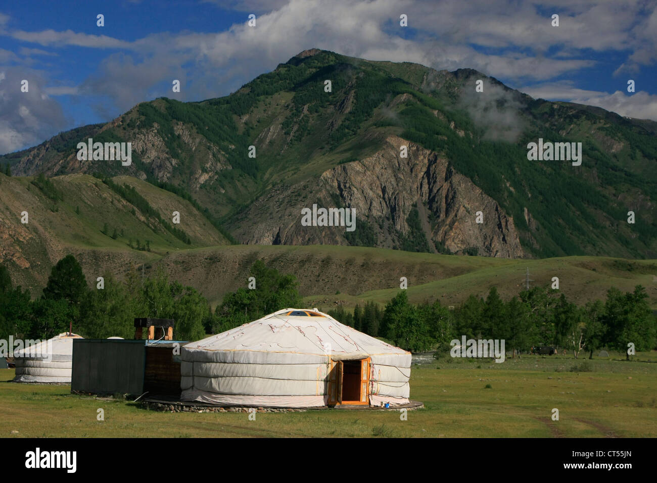 Yurta alloggi nella regione degli Altai, Siberia, Russia Foto Stock