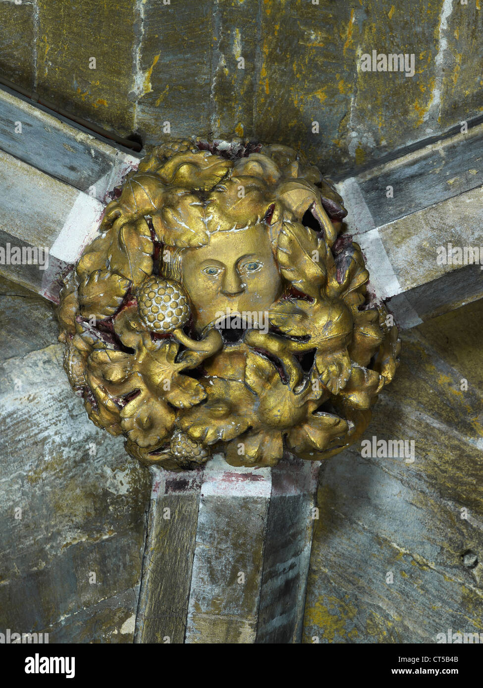 Tewkesbury Abbey. Green Man Foto Stock