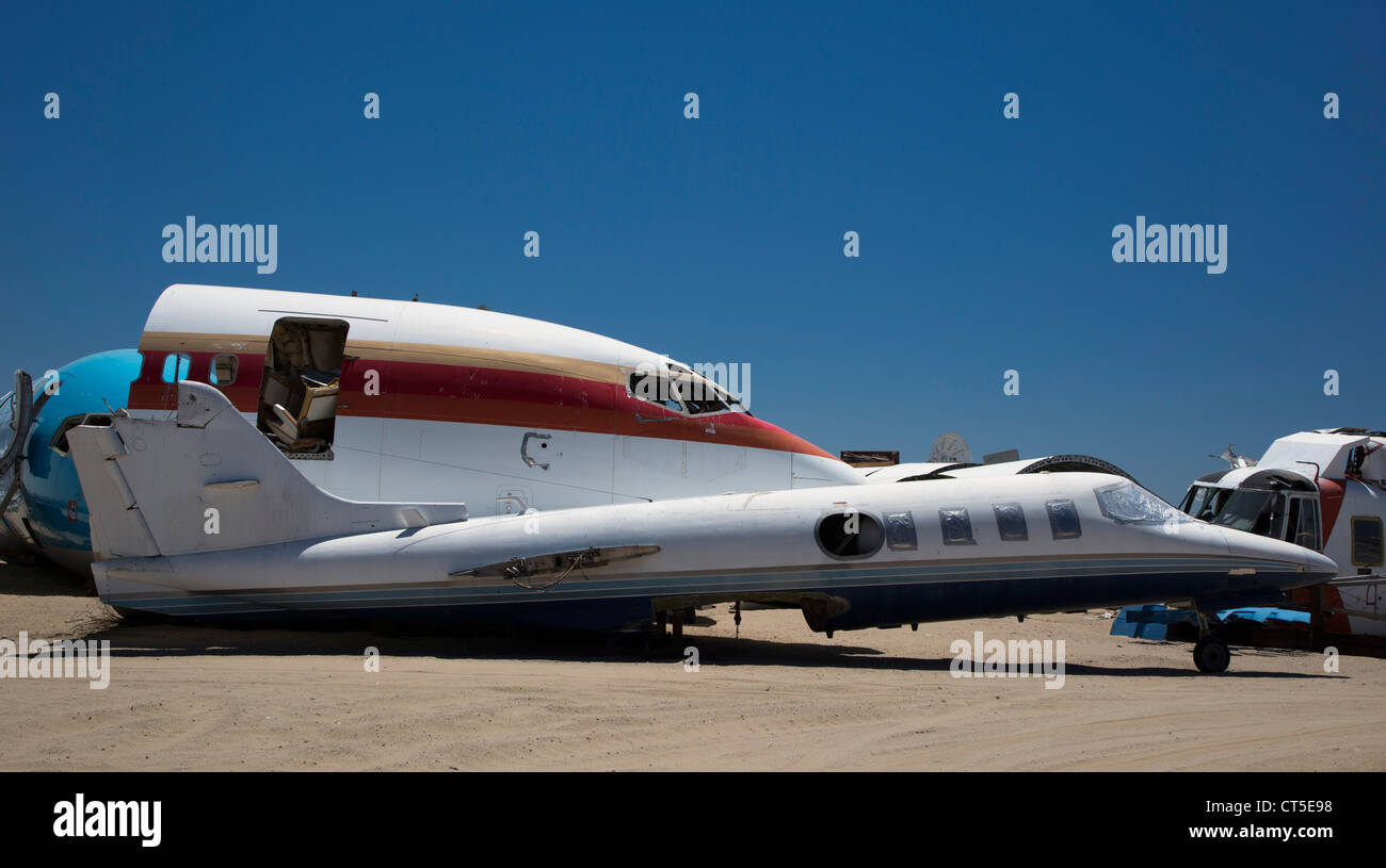 El Mirage, California - Un scrapyard per parti di aeromobili. Foto Stock