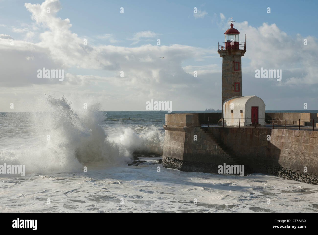 Faro Farol da Foz do Douro,Porto,Portogallo Foto Stock