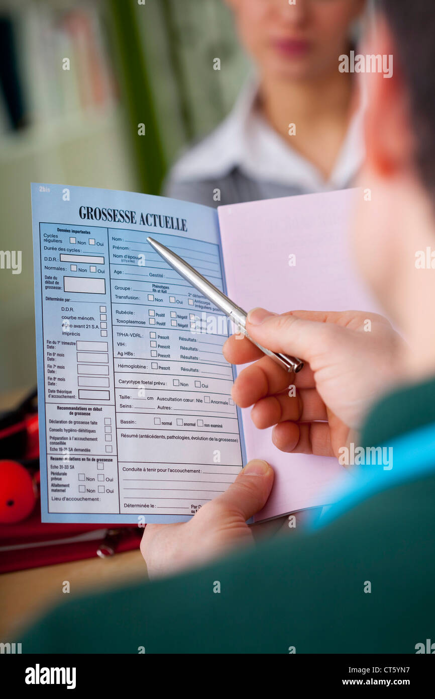 La cartella di gravidanza Foto Stock
