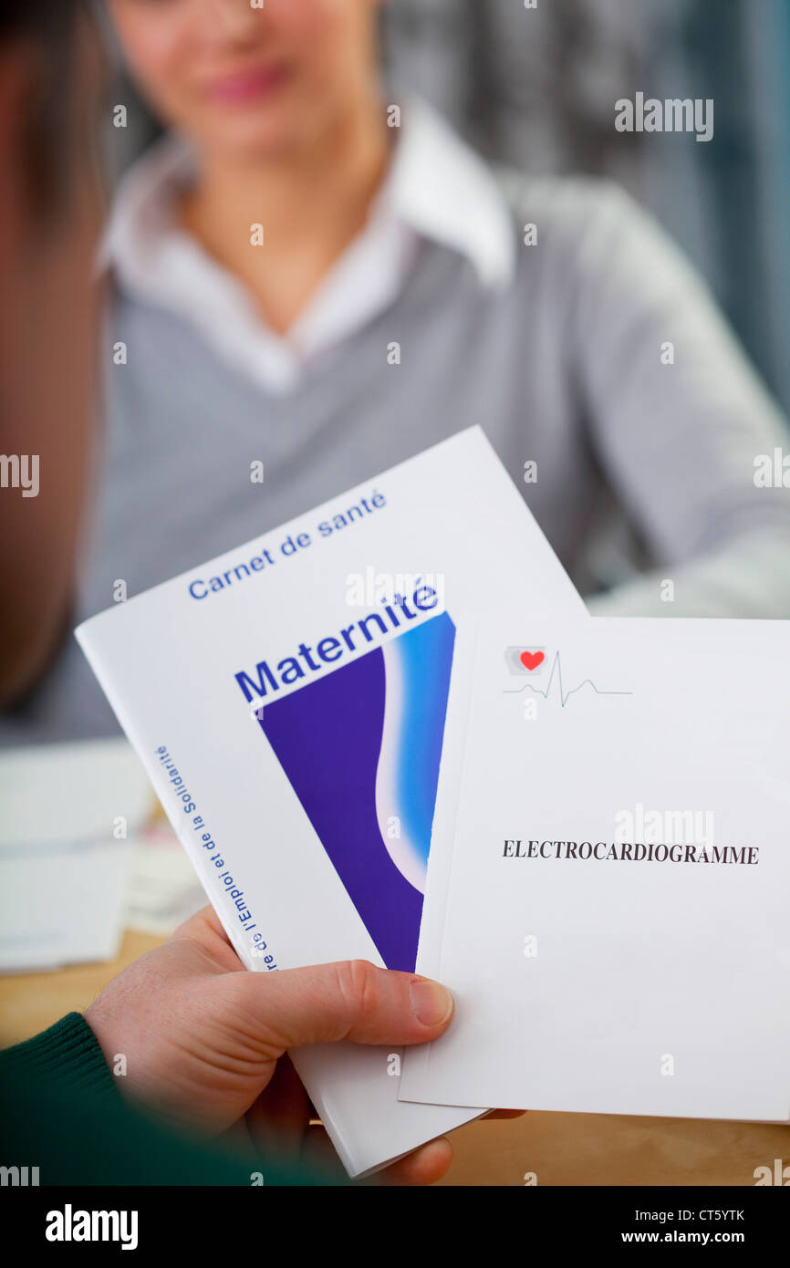 Donna incinta in consultazione Foto Stock