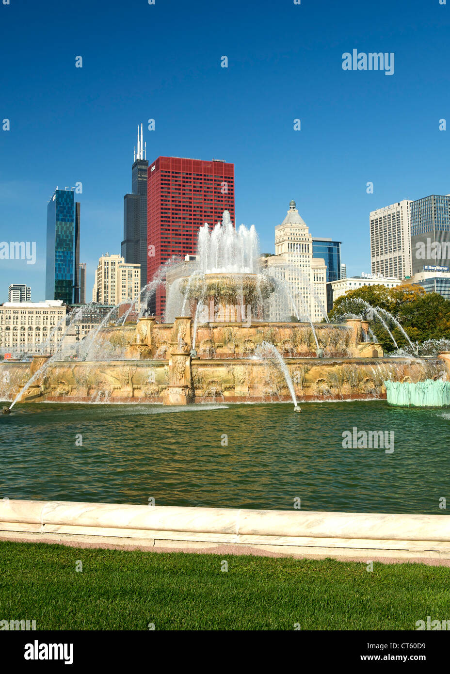 Buckingham Fountain di Grant Park di Chicago, Illinois, Stati Uniti d'America. Foto Stock