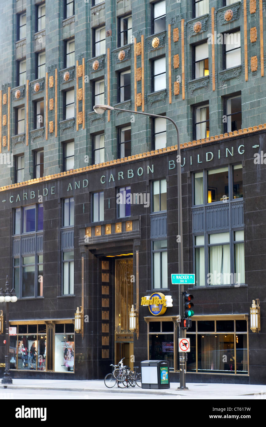 Carburo e Carbone Building a Chicago, Illinois, Stati Uniti d'America. Foto Stock
