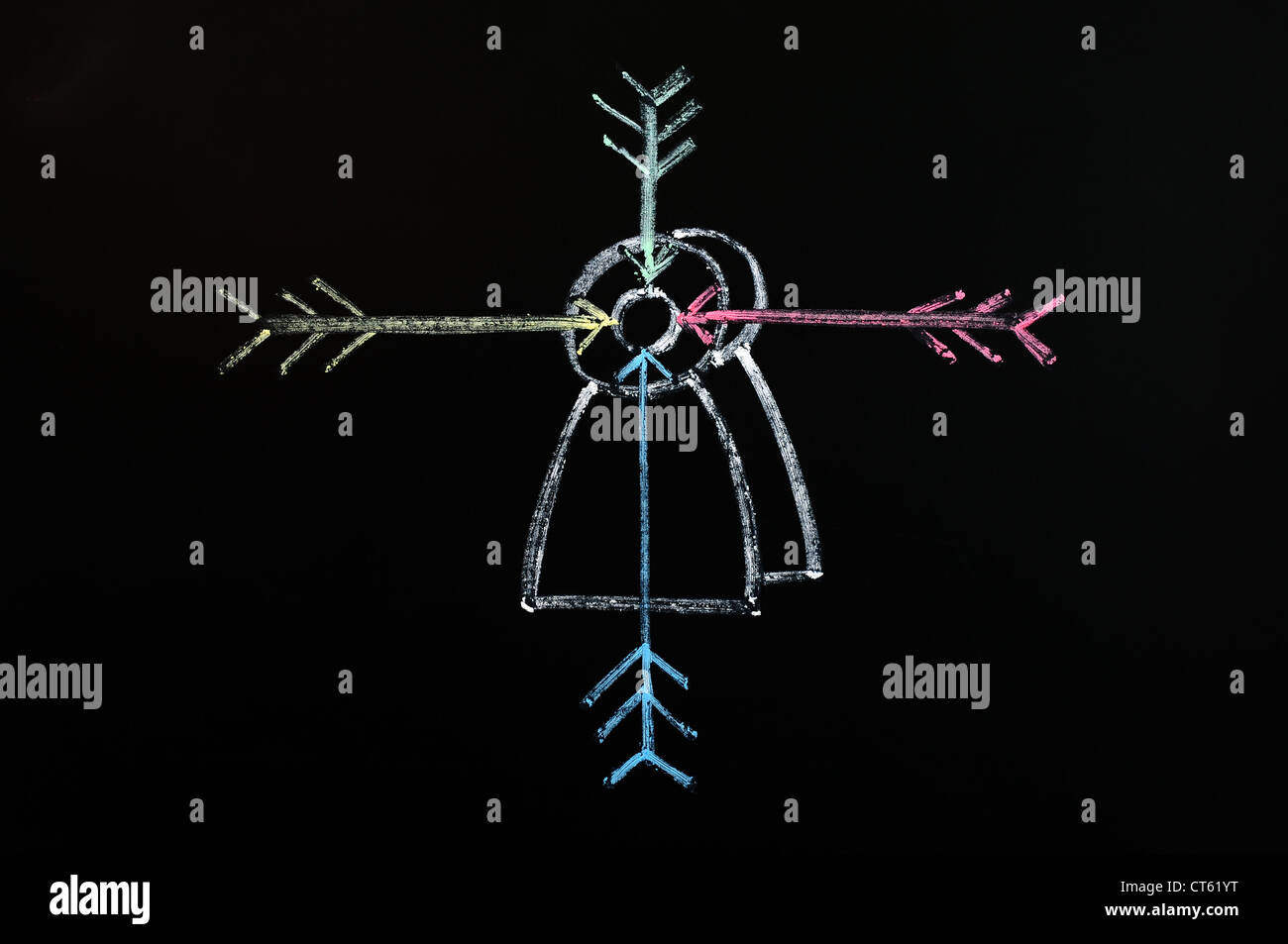Lavagna lavagna di disegno chalk board concetto nero segno della scrittura simbolo di sfondo bianco di scrittura del messaggio di apprendimento Foto Stock