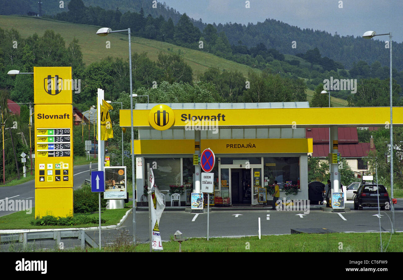 Slovnaft gas station in Svidnik, Slovacchia Foto Stock