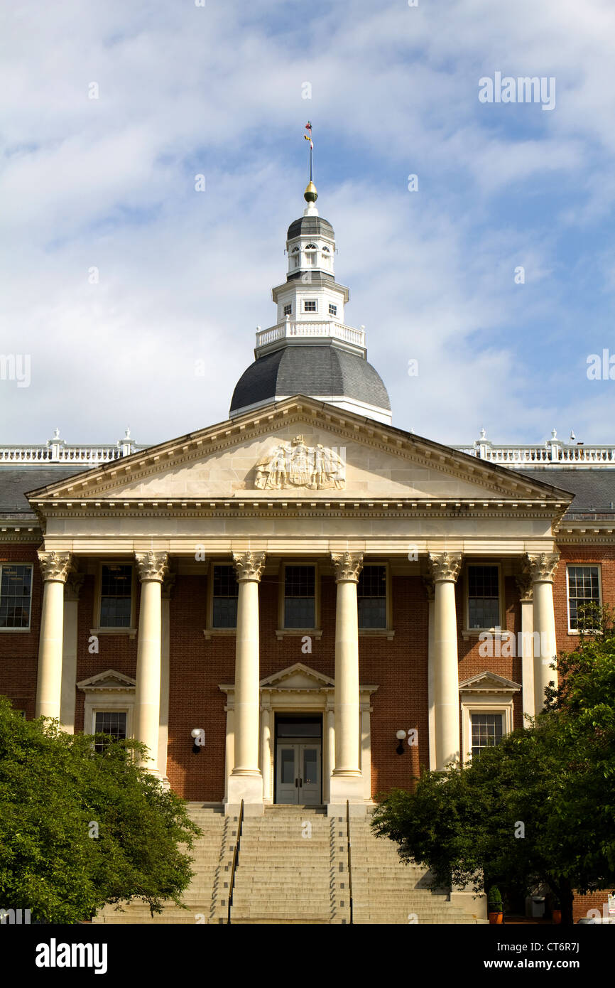 Maryland State Capitol ingresso dell'edificio in Annapolis, Maryland, Stati Uniti d'America. Foto Stock