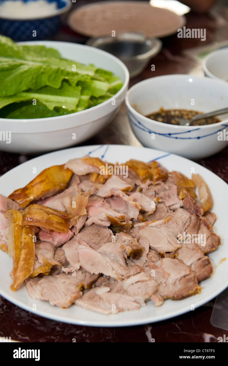 Mu Shu involtini di carne di maiale Foto Stock