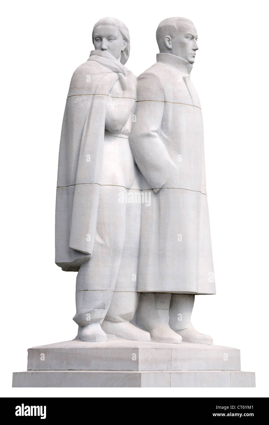 Liegi, Belgio. Monumento Nazionale a la resistenza in Parc d'Avroy. Le figure che rappresentano la resistenza intellettuale Foto Stock