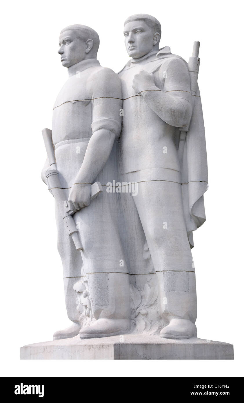 Liegi, Belgio. Monumento Nazionale a la resistenza in Parc d'Avroy. Le figure che rappresentano la resistenza armata Foto Stock