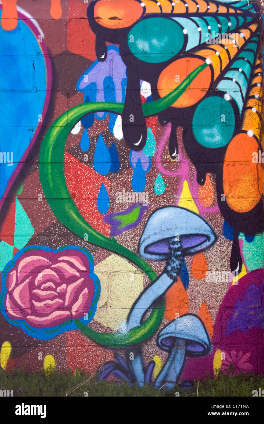 Graffiti di arte pubblica in un parcheggio a Philadelphia, Pennsylvania. Foto Stock