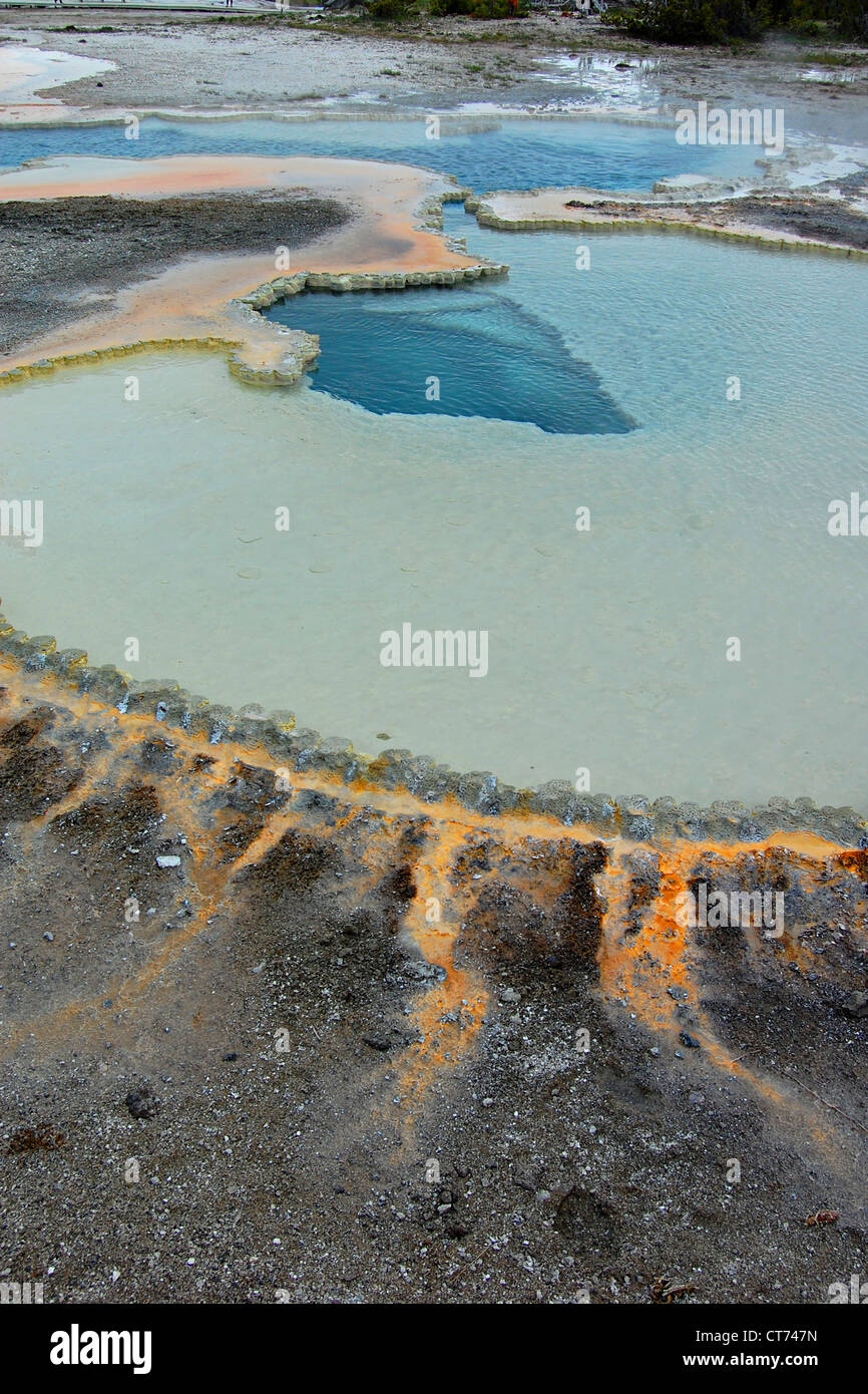 Doppietto piscina, Upper Geyser Basin, il Parco Nazionale di Yellowstone Foto Stock
