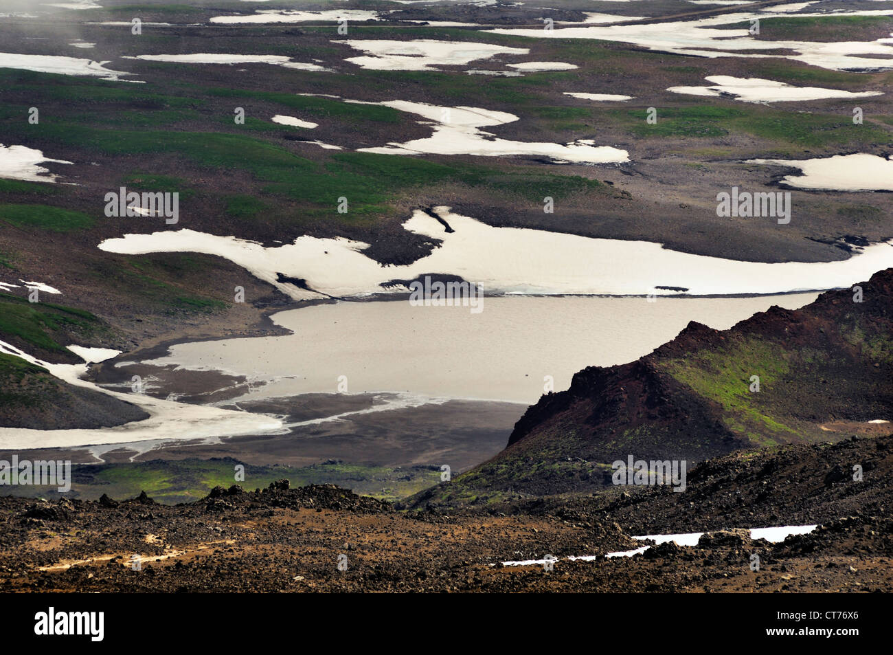 Il vulcano Gorely caldera Kamchatka Foto Stock