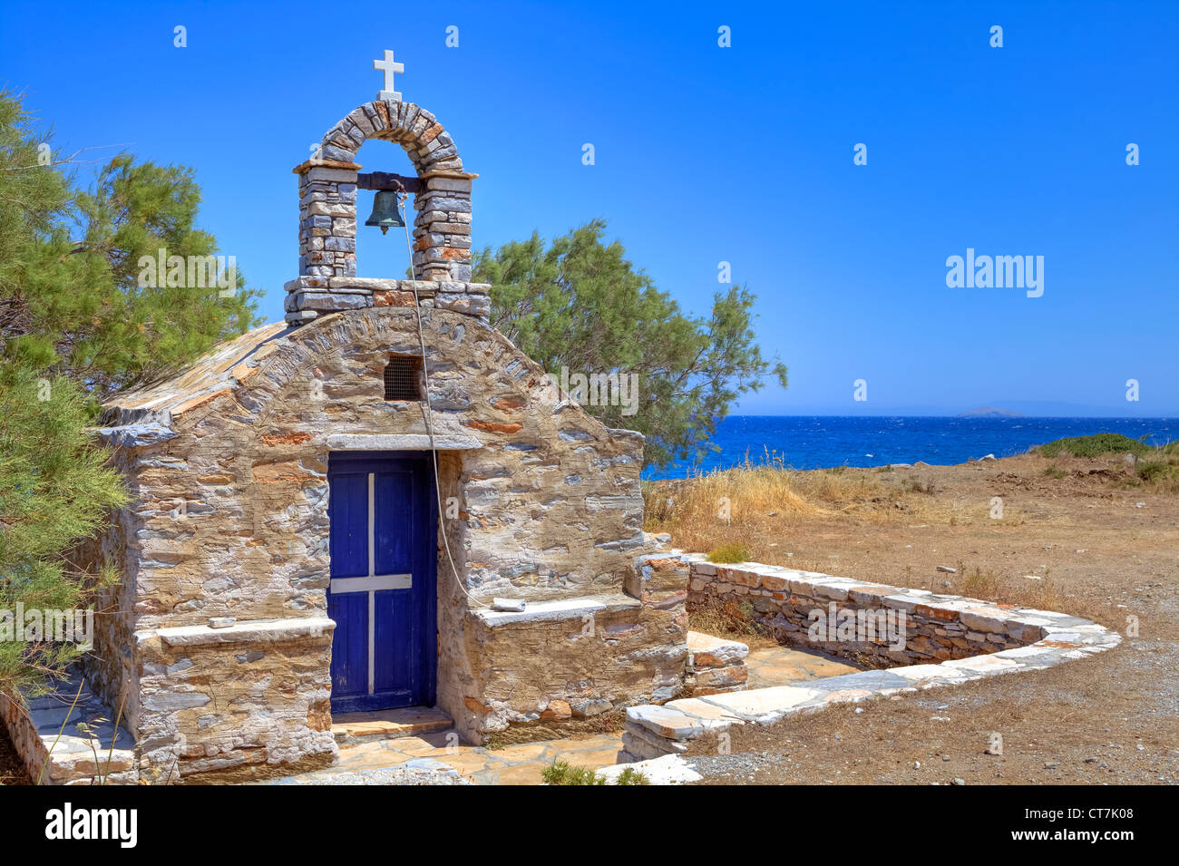 Cappella medievale sulla costa est di Naxos, Grecia Foto Stock