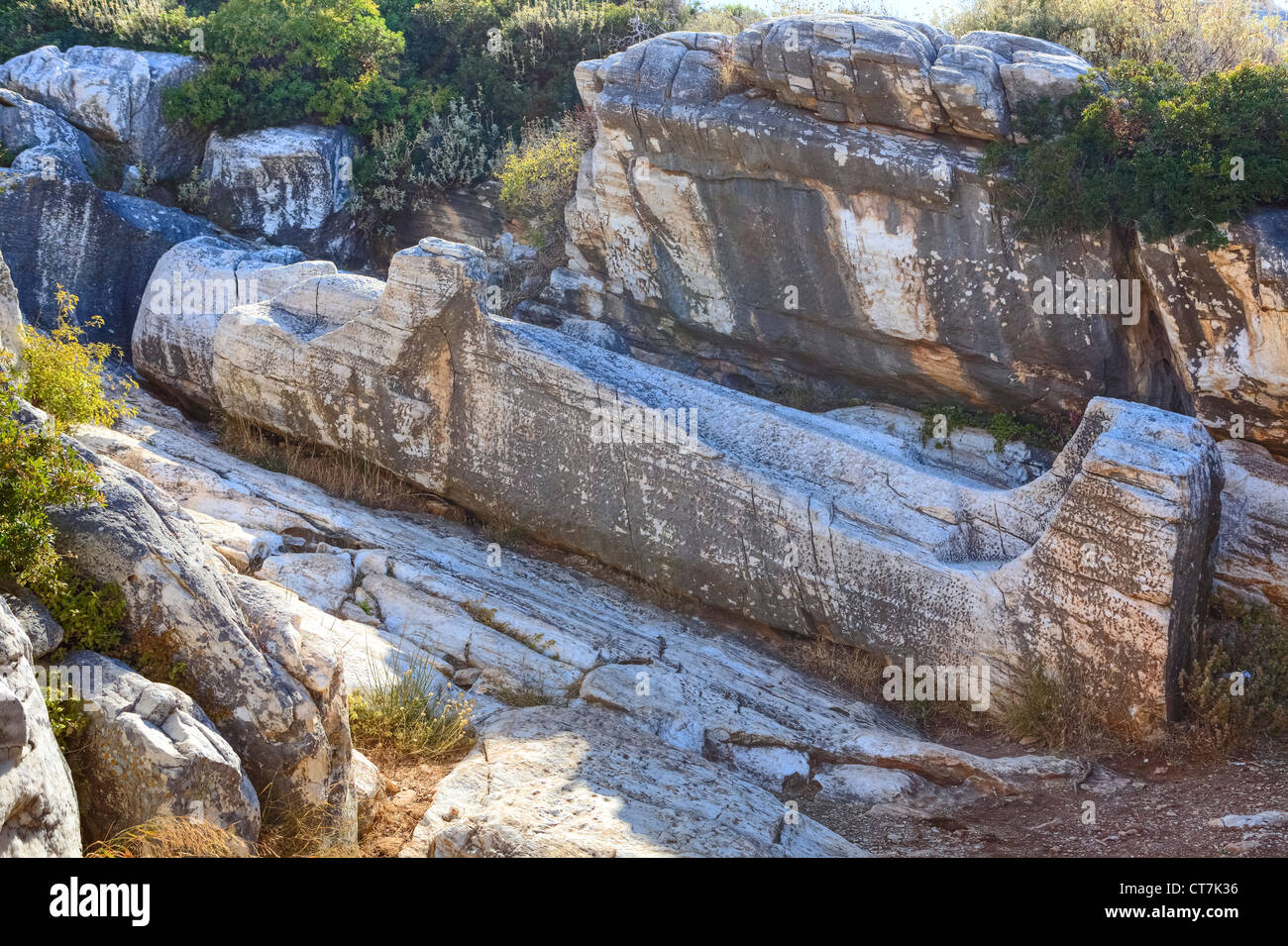 Kouros di Grecia APOLLONAS, NAXOS, Grecia Foto Stock