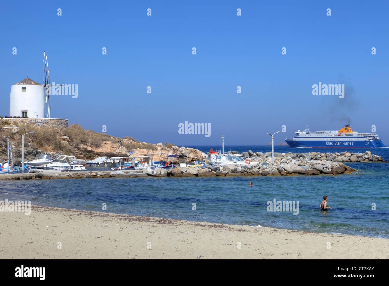 Spiaggia di Parikia, Paros, Grecia Foto Stock