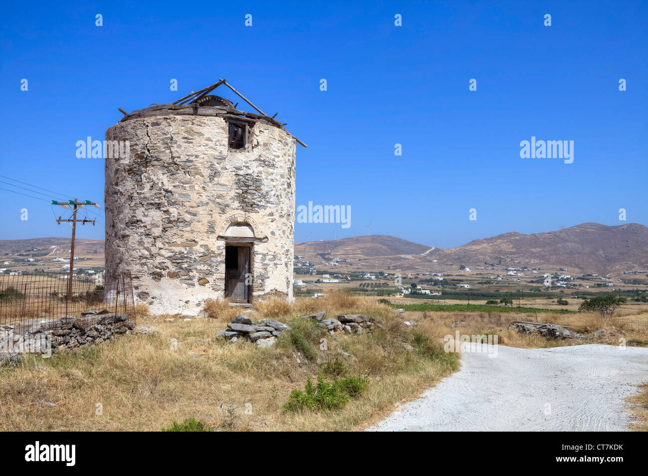Medievale, storico Mulino a Kalami, Paros, Grecia Foto Stock
