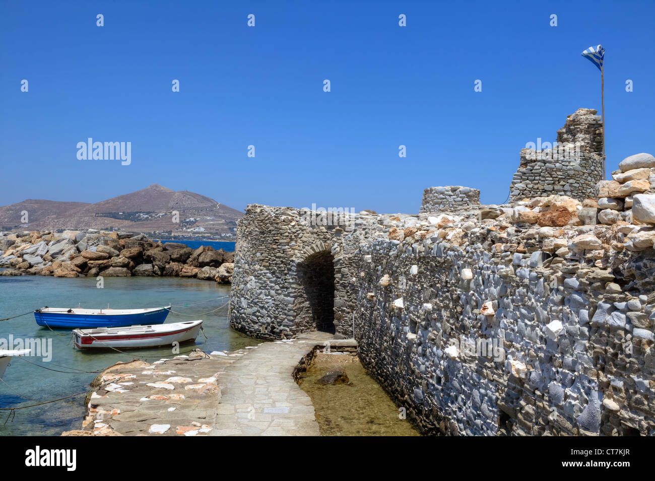 Castello veneziano, Naoussa, Paros, Grecia Foto Stock