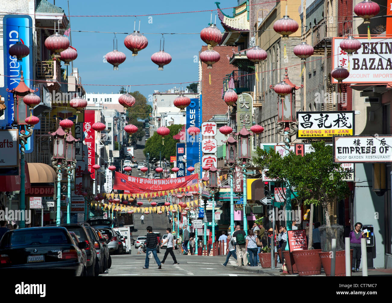 Grant Avenue nel quartiere di Chinatown di San Francisco, California, Stati Uniti d'America. Foto Stock