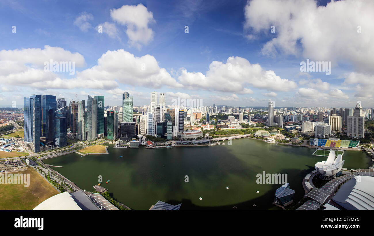 Il Sud Est asiatico, Singapore, veduta aerea Central Singapore e Marina Bay Foto Stock