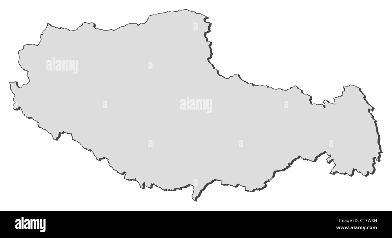 Mappa del Tibet, una provincia della Cina. Foto Stock
