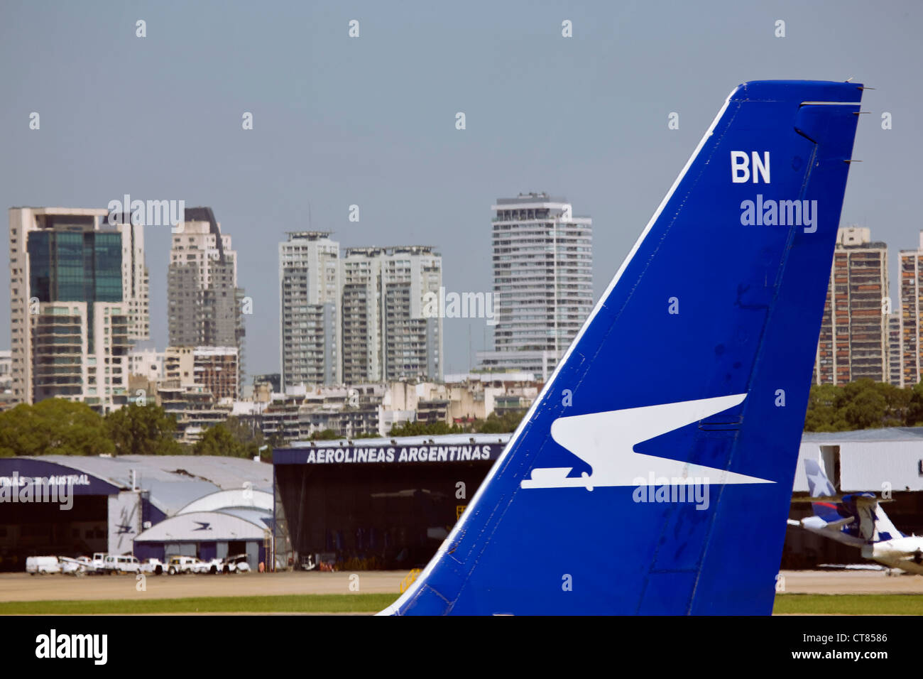 Aerolíneas Argentinas ensignia sui piani di una pinna di coda a Jorge Newberry Airport Foto Stock