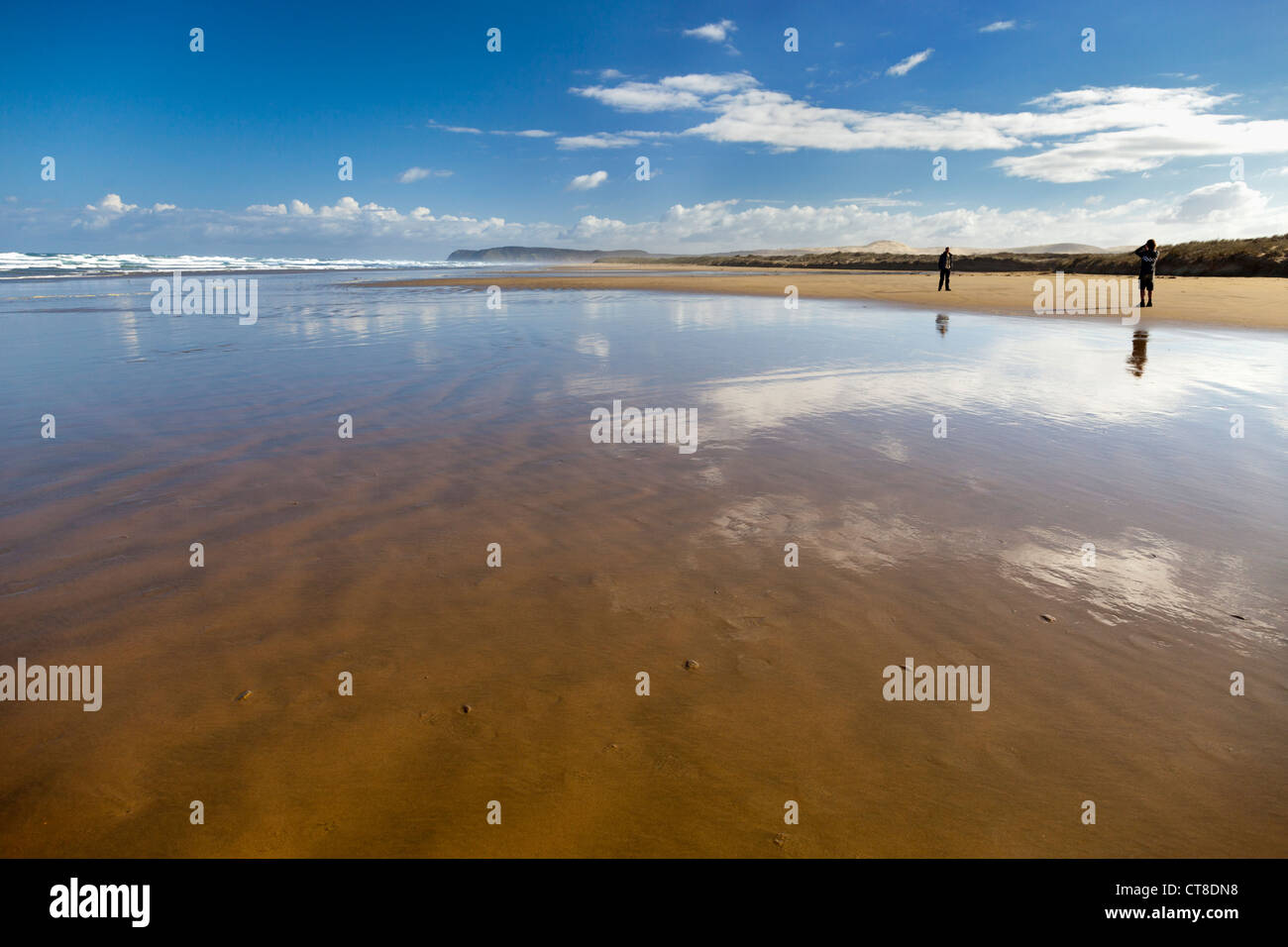 Ninety Mile Beach, Nuova Zelanda - prendendo uno snap Foto Stock