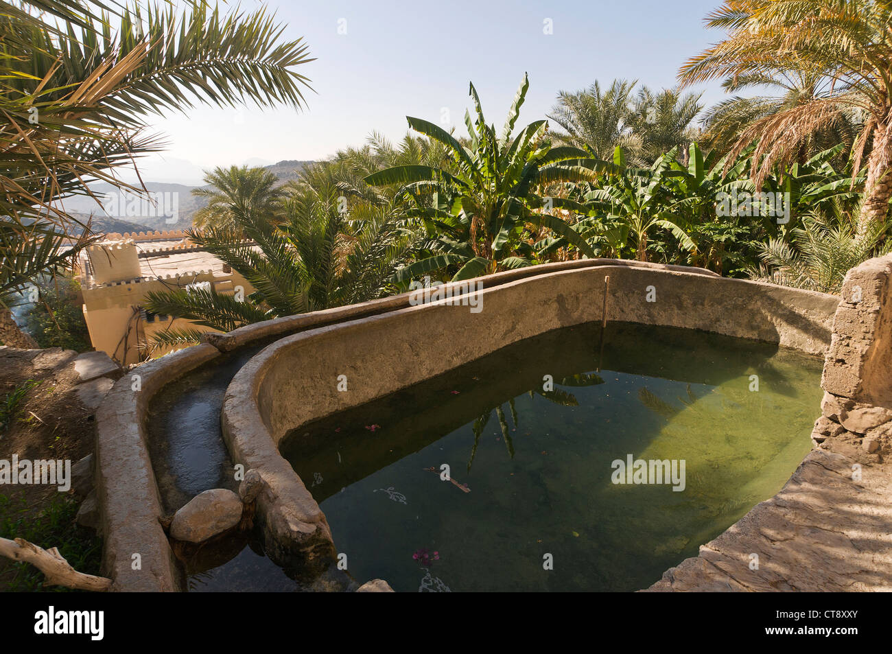 Elk207-2621 Oman, Misfat al Abriyeen, città serbatoio Foto Stock